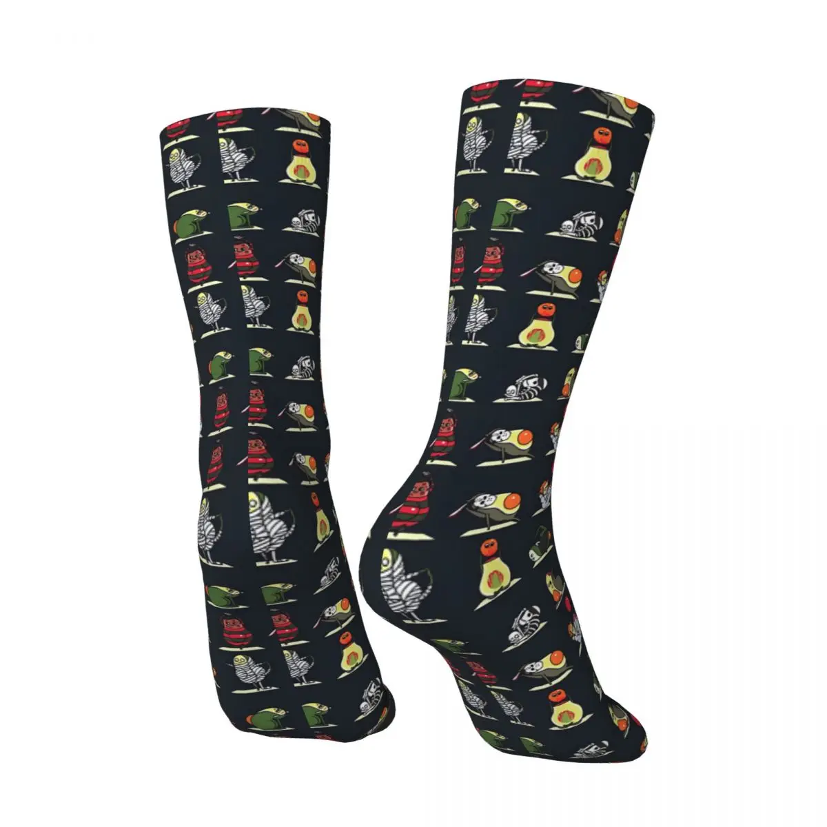 Funny Happy Men's compression Socks Halloween Monsters Vintage Harajuku Avocado Yoga Street Style Seamless Crew Crazy Sock