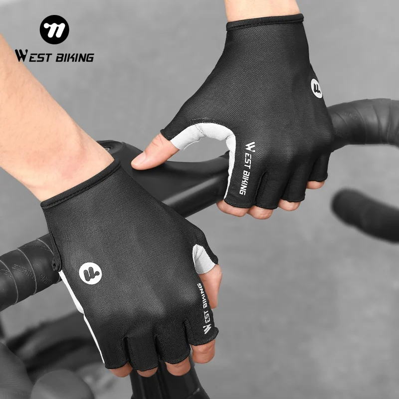 

WEST BIKING Half Finger Cycling Gloves Anti-slip Silicone Shock Absorbing Breathable Quick Dry Bike Gloves Summer Outdoor Sports
