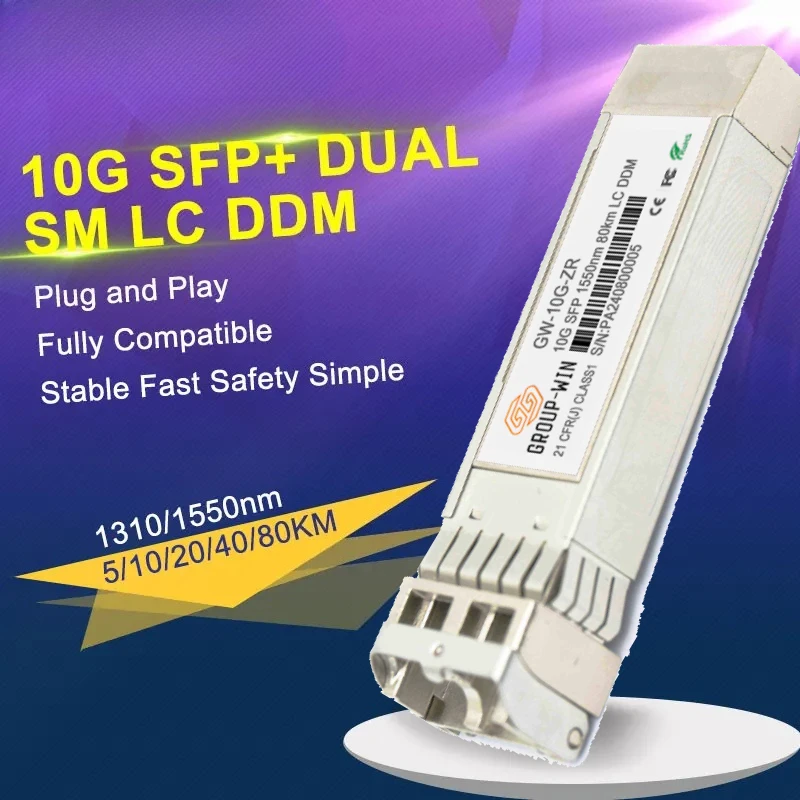 10G duplex 10/40/80KM SFP Module SM LC Single Mode duplex Optic module Compatible with Cisco/Mikrotik Switch