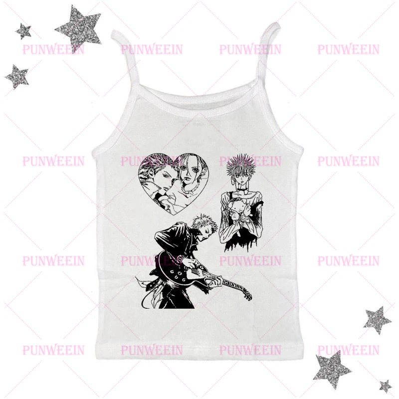 Harajuku Streetwear Japan Anime Clothes 90s Fashion Aesthetic NANA kawaii Gothic Punk Y2K style Crop Top T-shirt Short Vest Tees view 3