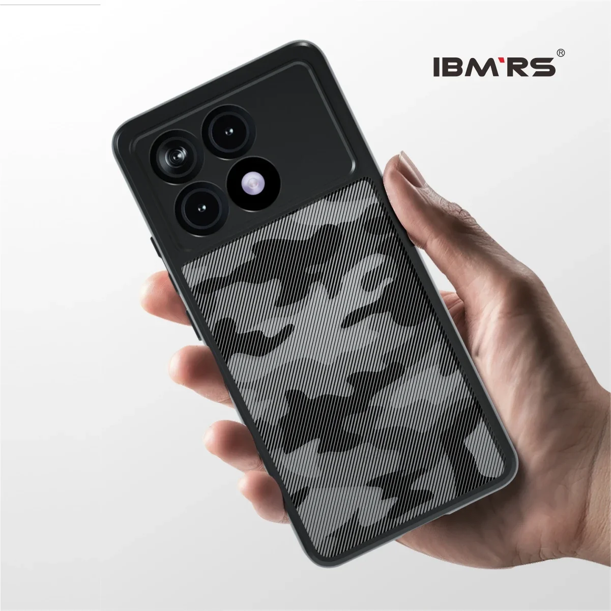 IMBRS for Xiaomi Poco X6 Pro Phone Case, Military Grade Drop Protection, Transparent Duty Shockproof Anti-Fall Case, Camo Black