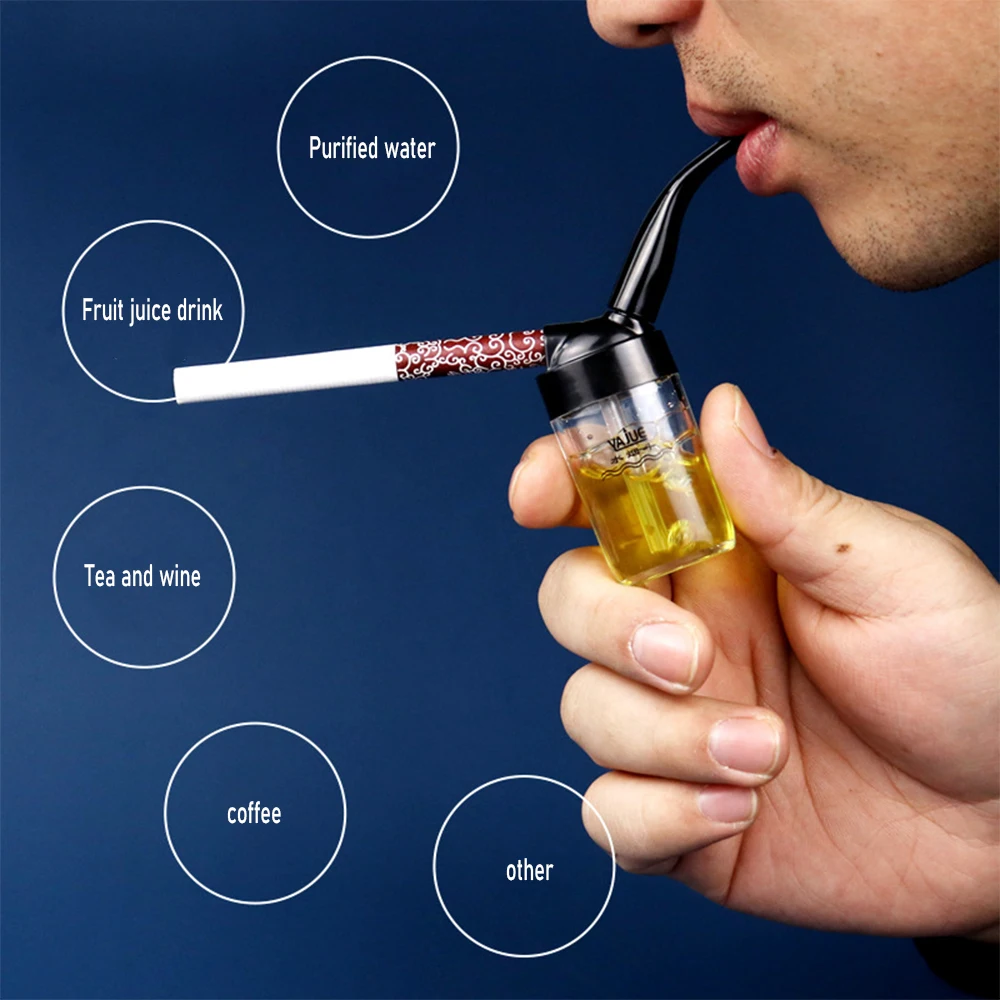 Smoke Water Pipe Portable Mini Tobacco Pipe Double Circulation Metal Filter Tube Smoking Tool Thick And Thin Healthy Smoking