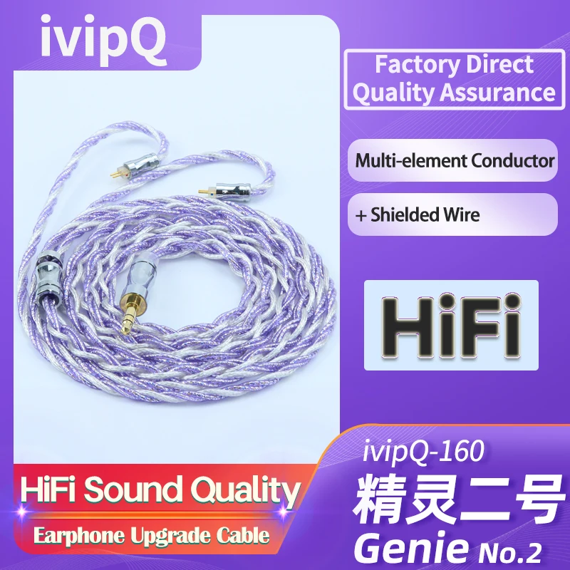Cabo de fone de ouvido HiFi blindado anti-interferência ivipQ 2.5/3.5mm/4.4mm MMCX/2PIN 0.78/IE900/IE80/80S Fio balanceado para TANZU SE535