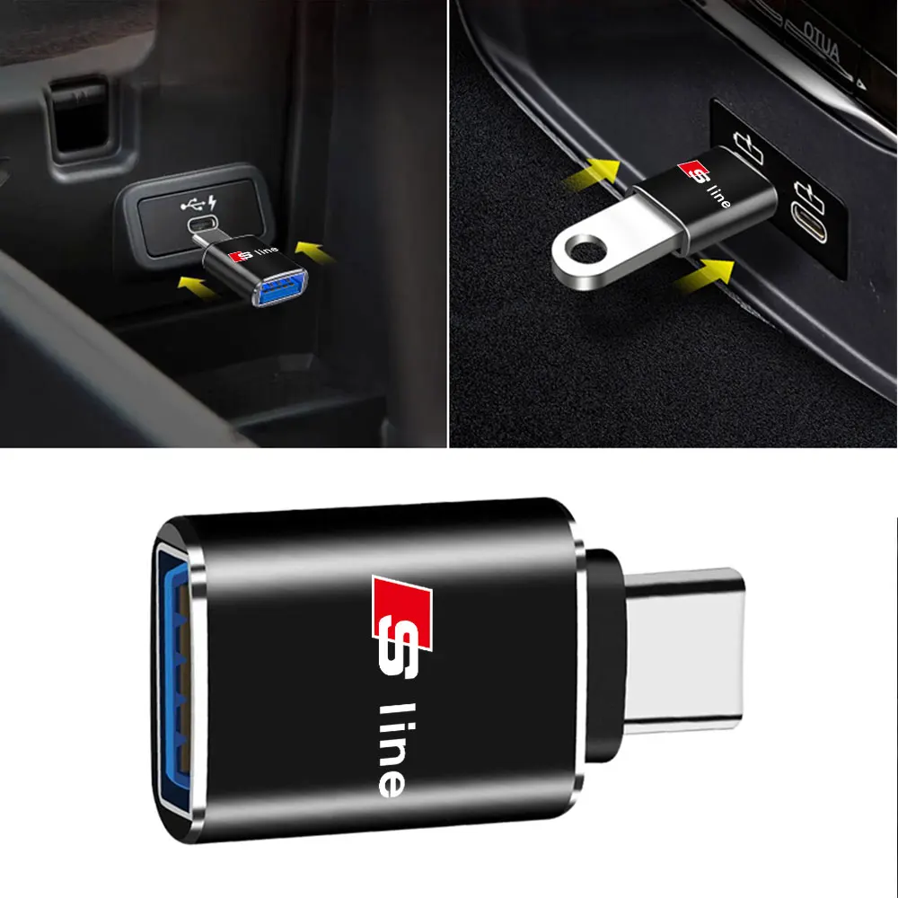 1/2PC Car Usb Type C Cable Converter Charging Adapter Center Cover For Audi Sline A4 Q5 S Quattro RS RS3 B5 B8 R8 8V S2 S3 8P S5