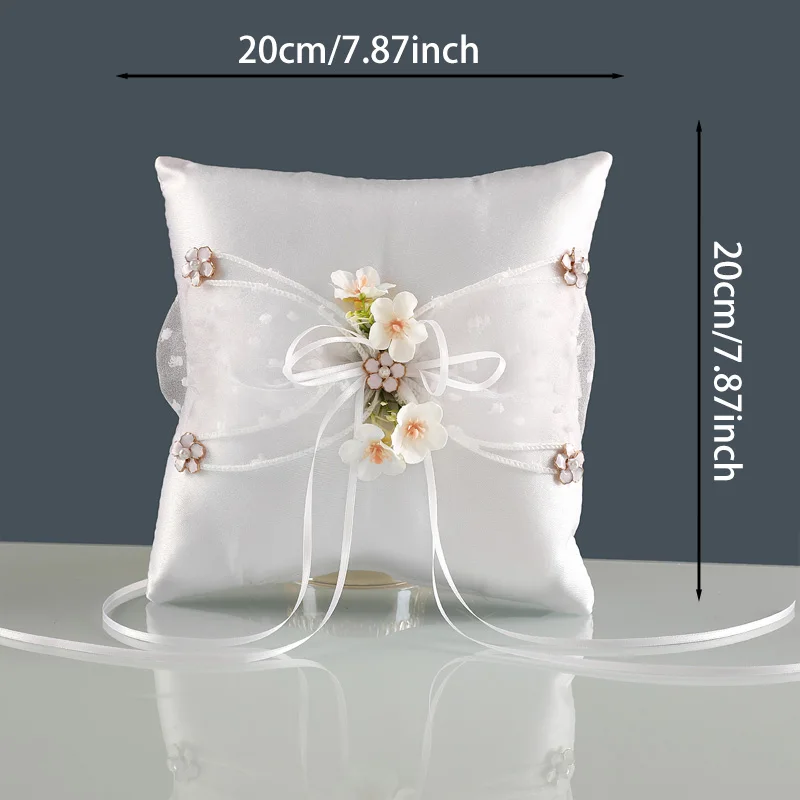 وسادة خاتم الزفاف مع فيونكة - هدية إكسسوار أنيقة لحفلات الزفاف للعرائس