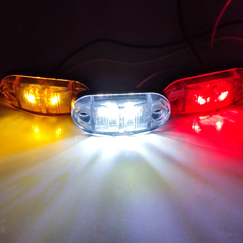 10PCS 2 Oval LED Universal 12V 24V Led light Side Marker Car Lights for Trailer Trucks Caravan Clearance Lamp Surface Mount