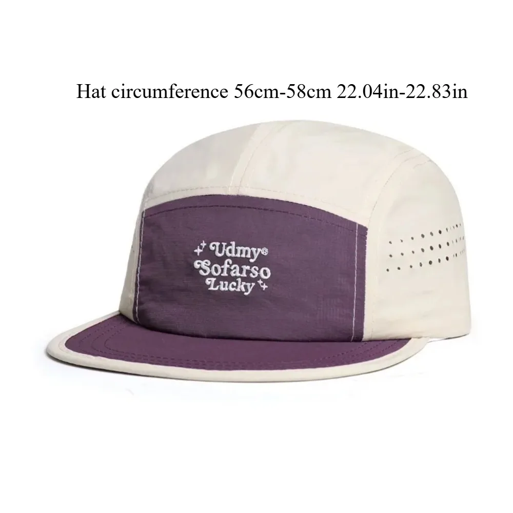 Summer Embroidered Flat Brim Quick Dry Hat Men Women Outdoor Color Block Five-Panel Hip Hop Baseball Cap