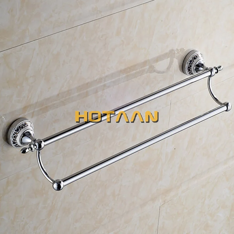 Verchroomd Wall Mounted Rvs Dubbele Handdoek Bars Badkamer Handdoek Hanger Badkamer Accessoires Handdoekenrek HYT-11898-C