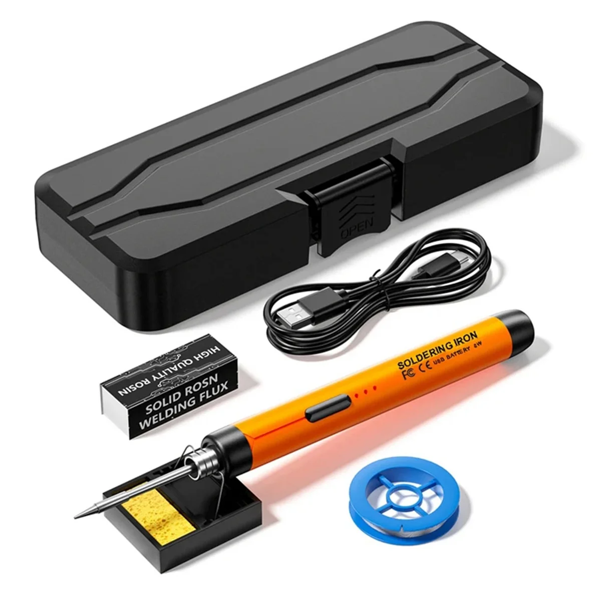 5V Micro-USB Soldering Iron Kit,with Battery Wireless Soldering Iron Portable Electric Welding Machine Solder Pen Orange