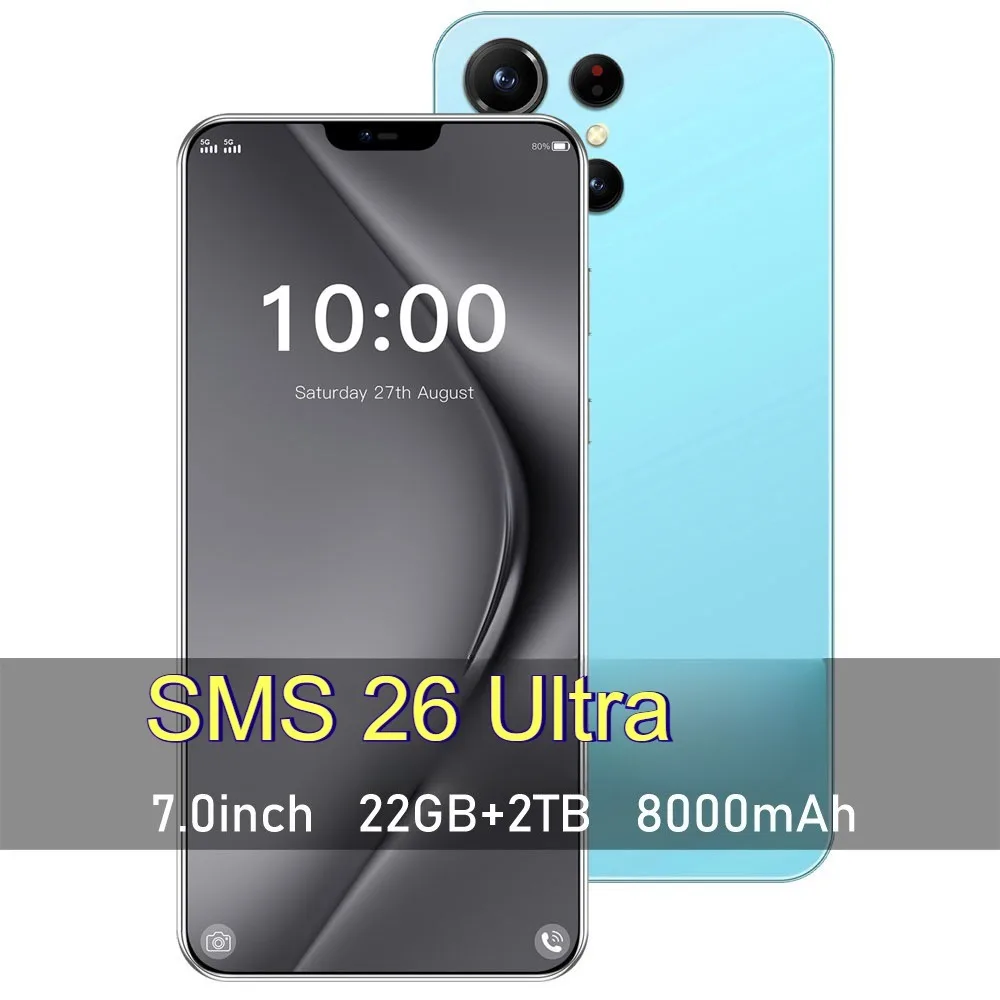 

New Hot SMS 24 Ultra 7.0 inch Global Edition Original Cheap Smart 22GB+2TB 5G Dual Card 8000mAh Facial Recognition Function