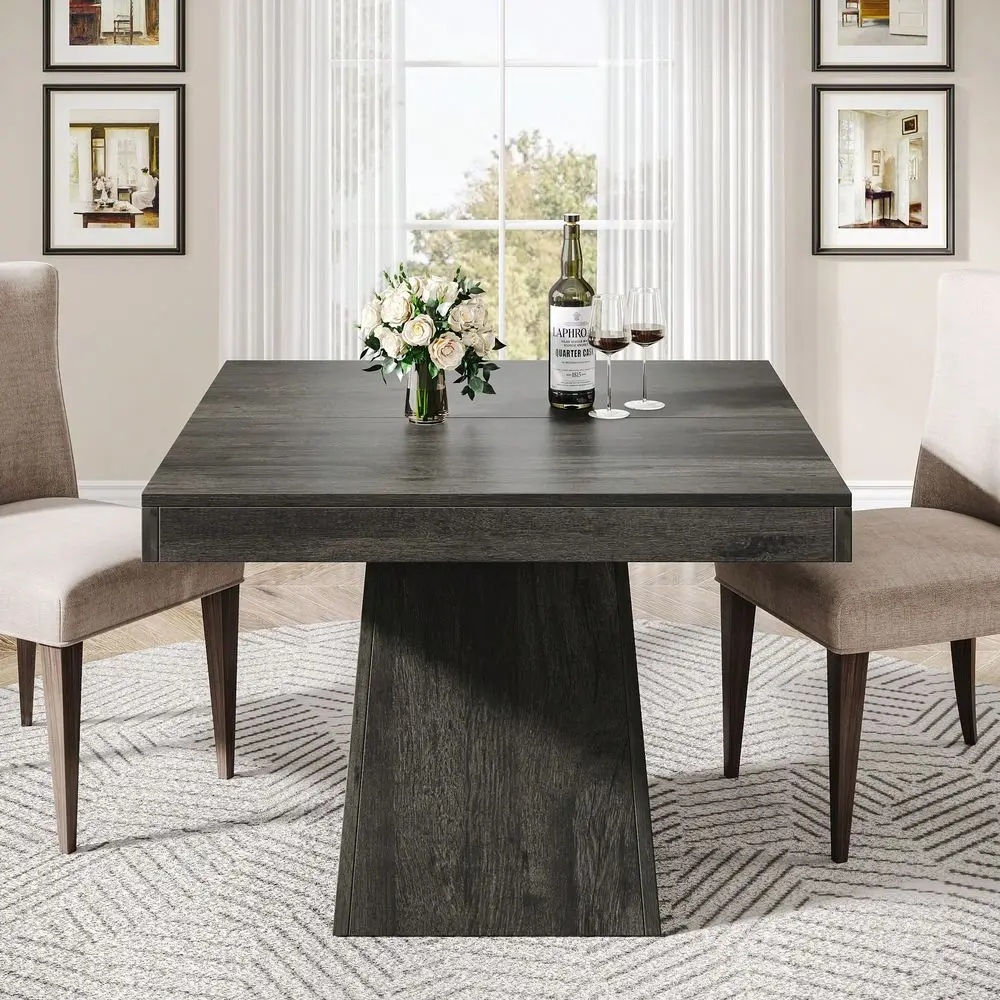 Square Dining Table For 4, 31.5Inch Kitchen Table Small Dinner Table With Sturdy Pedestal Base, Farmhouse Dining Room Table For