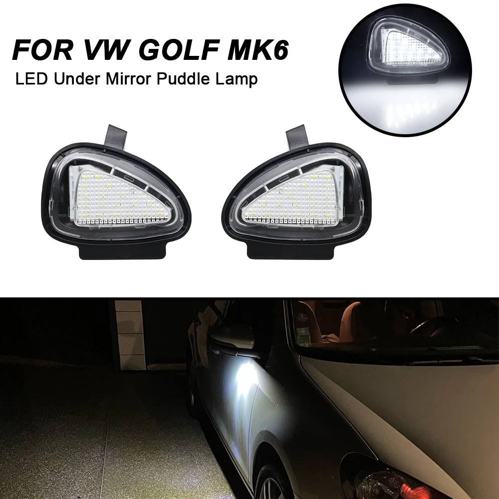 

For VW Golf Mk6 2011-2016 GTI Touran 2010~2Pcs Canbus 6000K White Car Under Side Mirror Light Puddle Lamp