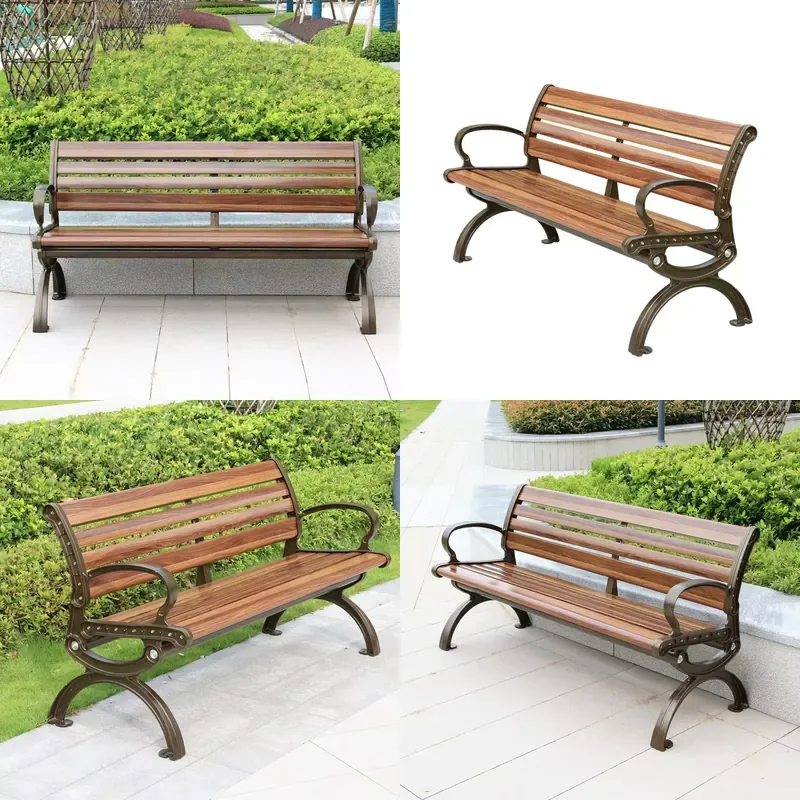 Modern Wood Bench for Outdoor Use Wooden Aluminum Steel Park Bench for Church Garden Custom Design Solid Metal Sitting Bench