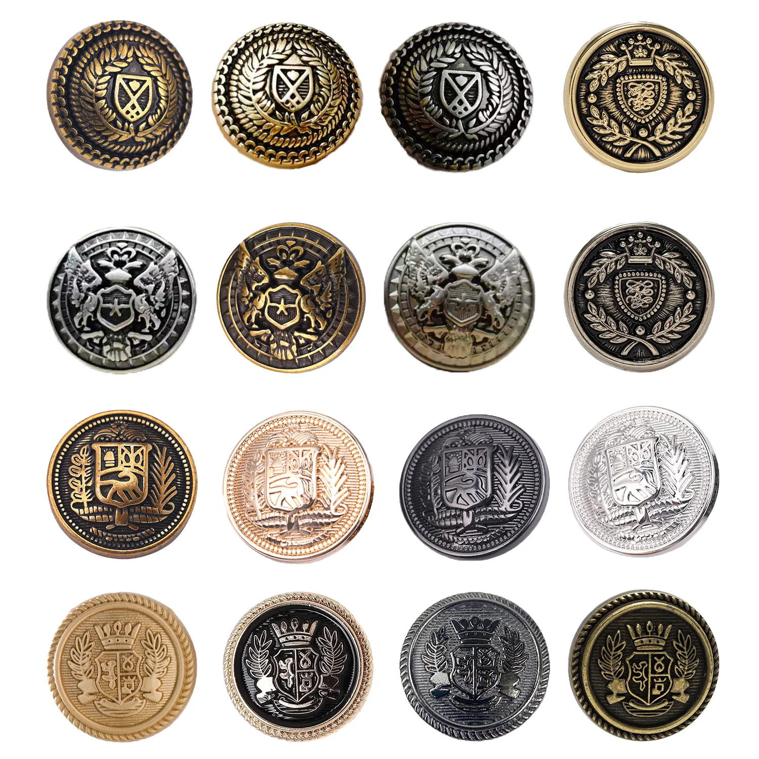 1 Sets British Style Shield Metal Buttons Set for Suit Blazer Jacket Sport Coat DIY Crafts Fabric clothing