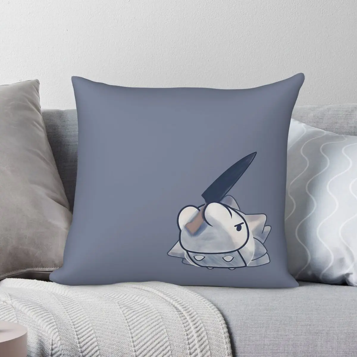 Snom With A Knife Square Pillowcase Polyester Linen Velvet Pattern Zip Decorative Pillow Case Home Cushion Cover 45x45