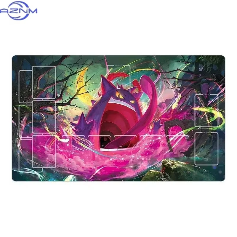 Pokemon Trading Card Game Play Mat with Zones, Non Slip Rubber Pad, 6 Vibrant Cool Pokemon Collage Artworks for Card Battles