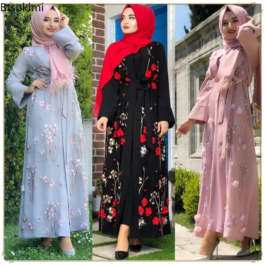 

New 2025 Women's Fashion Muslim Dress Abayas for Women Abaya Dubai Turkey Clothing Kaftan Robe Longue Femme Musulmane Vestidos