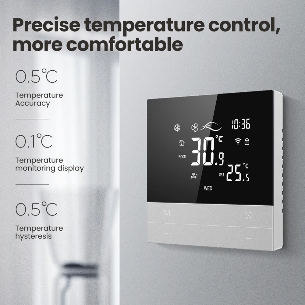 WiFi Smart Central Air Conditioner Thermostat 2 4 Pipe Smart Air Conditioning Panel Voice Tuya Temperature Controller for Alexa