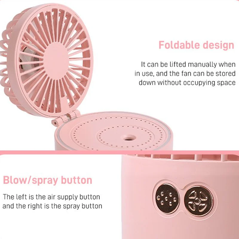 Ventilatore portatile per nebulizzazione a spruzzo d'acqua elettrico USB ricaricabile Desktop Office Mini ventola di raffreddamento ad aria umidificatore per condizionatore d'aria