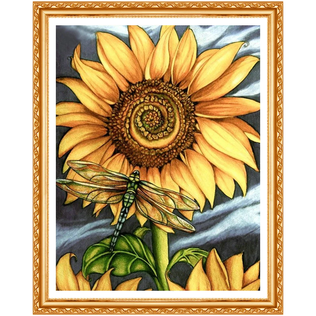 Sunflower dragonfly 5D square home decor diamond embroidery crafts diamond painting cross stitch needlework diamond