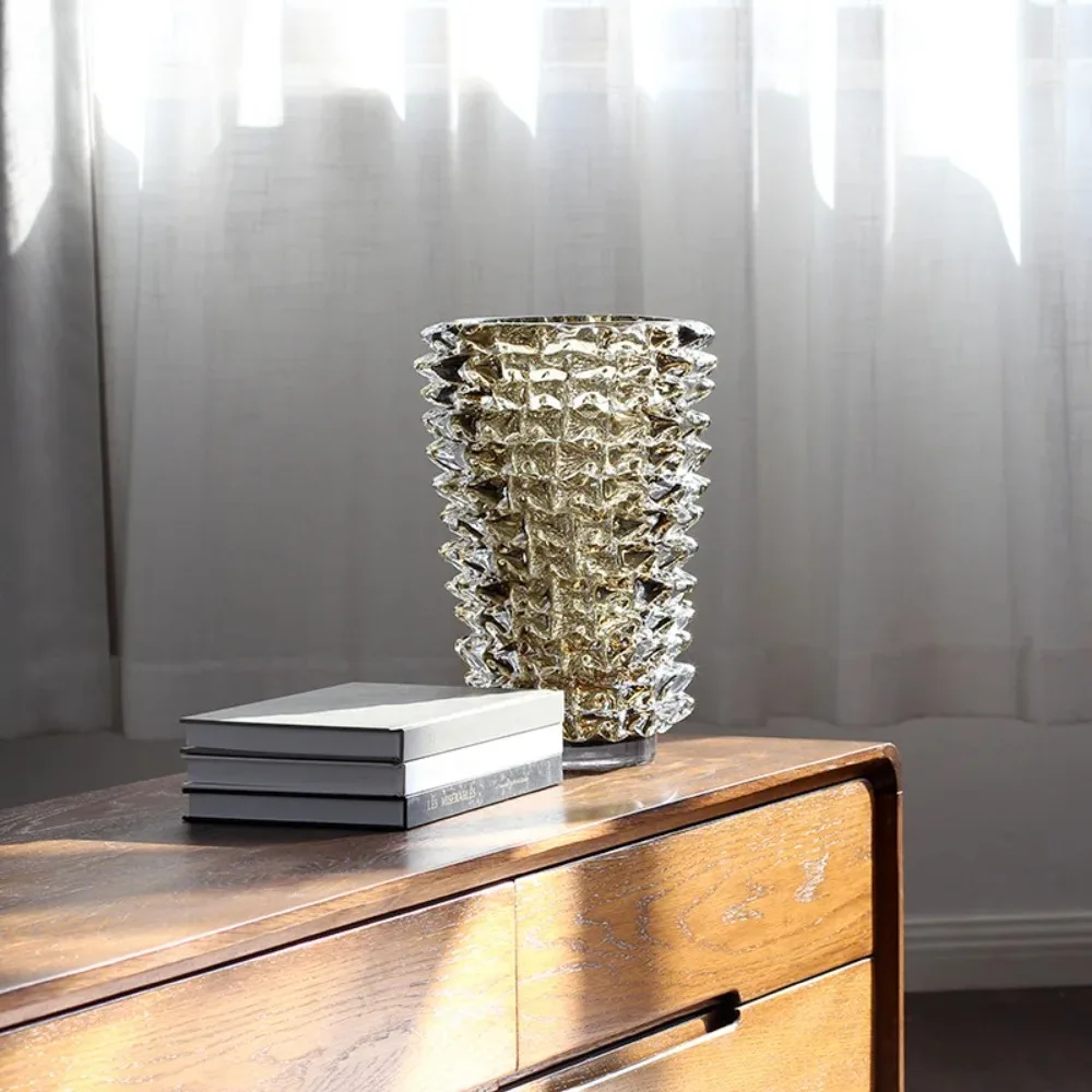 Creative Transparent Wrinkle Glass Vase Desk Decoration Flower Arrangement Hydroponics Flower Pots Floral Vases Modern Decor