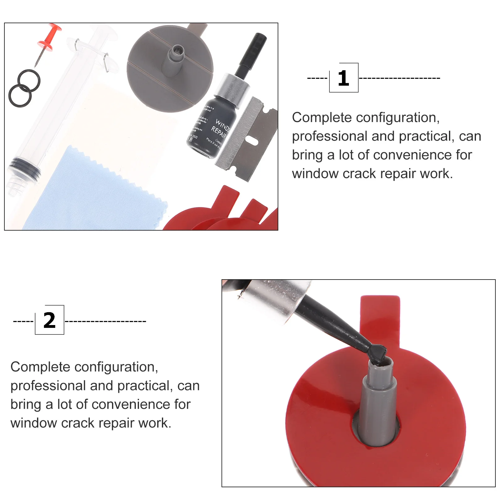 Glass Repair Kit Windshield Auto Chip Suite Car Chipped Rubber Crack for Long Cracks