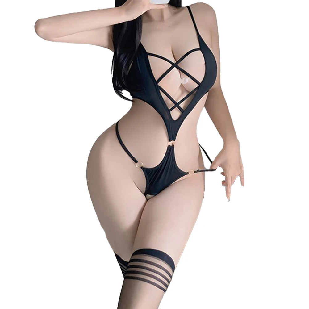 

Womens New Sexy Lingerie Sexy Slim See-through Teddies Open CrotchBodysuit Erotic Costumes Female Porn Underwear Stockings Suit