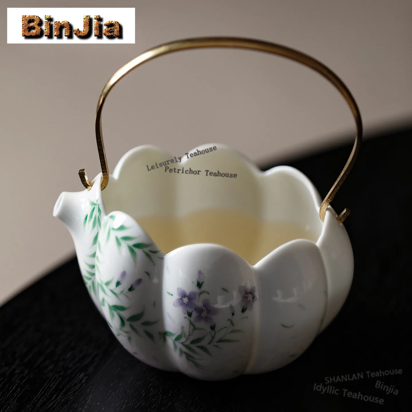 180ML Hand Painted Purple Flower Lifting Handle Tea Pitcher Tea Divider Cha Hai Dispenser Justice Cup Fair Mug Teaset Supplies