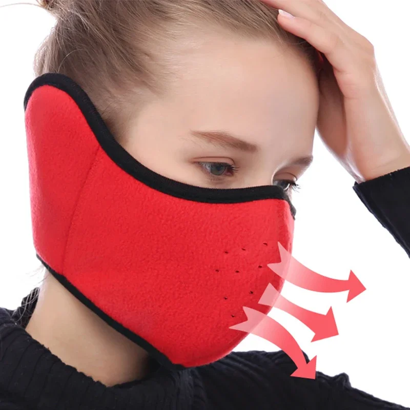 Winter Balaclava Half Face Cover Outdoor Ski Mask Cycling Warm Mask Headgear Fleece Thermal Windproof Mask Ear Protection