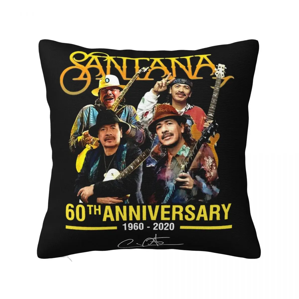 Santana 60Th Aniversary 1960'2020 Black Unisex Cotton Oversize Style Hipster New Brand Sale Pillow Case