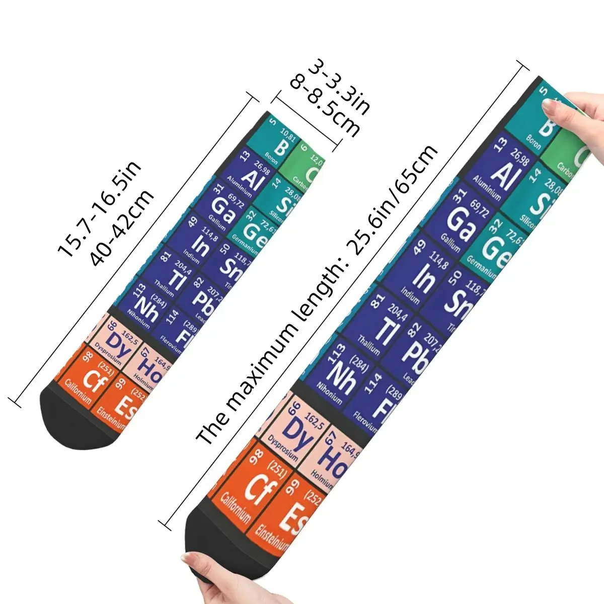 Retro Novelty Men's Socks Periodic Table Of The Elements Unisex Novelty Seamless Printed Funny Crew Sock Gift