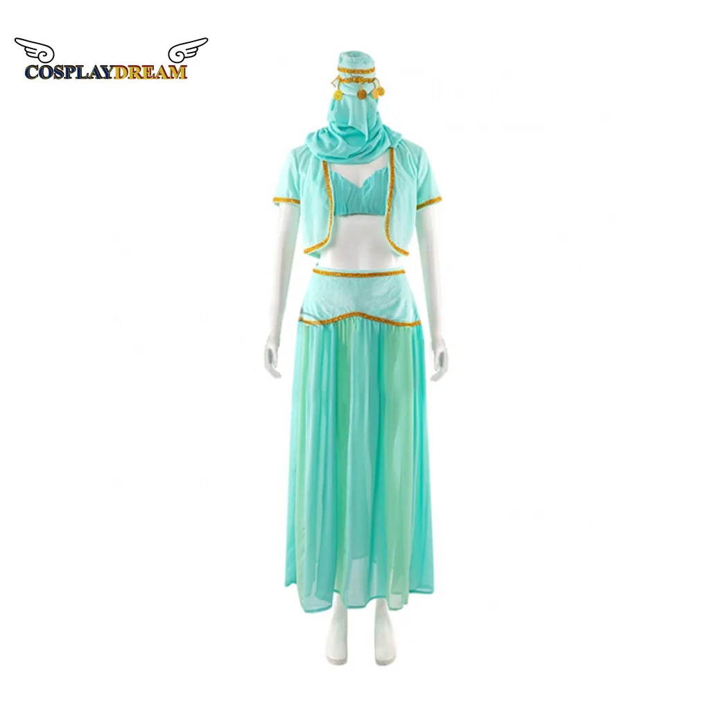 أحلم جيني تأثيري حلي شقيقة جيني جيني II فستان أخضر فستان راقصة شرقية عربية أنثى هالوين زي #2