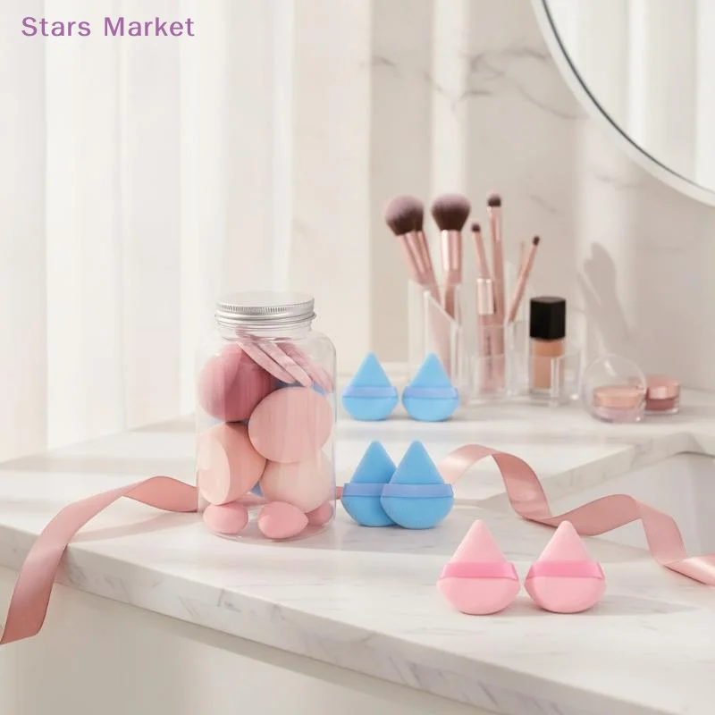 Set Of 14 Soft Skin-Friendly Powder Puffs Can Be Used Wet Or Dry To Create The Perfect Makeup Base Water Droplet-Shaped Slanted