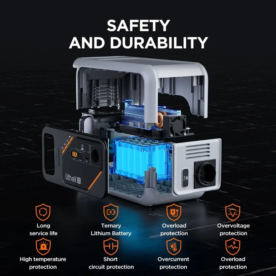 محطة طاقة محمولة 218 واط مع مخرج تيار متردد 200 وات للتخييم في الهواء الطلق والنسخ الاحتياطي في حالات الطوارئ RV Van المعيشة والصيد والاستخدام المنزلي بالطاقة الشمسية #5