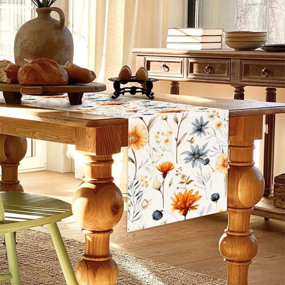 

Hot Sale New Autumn Linen Home Restaurant Table Flag Home Restaurant Living Room Flowers Plants Table Flag Tablecloth