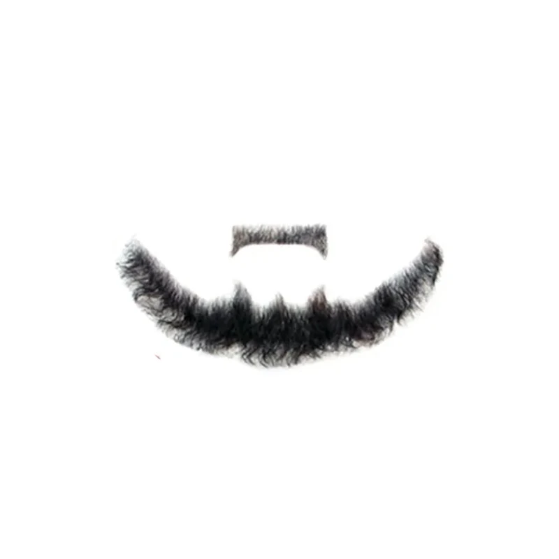 Men Black Brown Realistic Fake Moustache Daily Wear Weaving Props Men Makeup Facial Invisible Beard Human Hair Beard Handmade