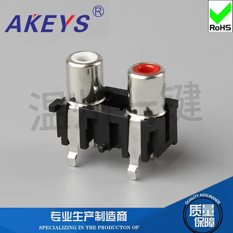 10pcs AV2-8.4-6 AV with core socket RCA seat two holes PCB welding type Audio video Lotus seat