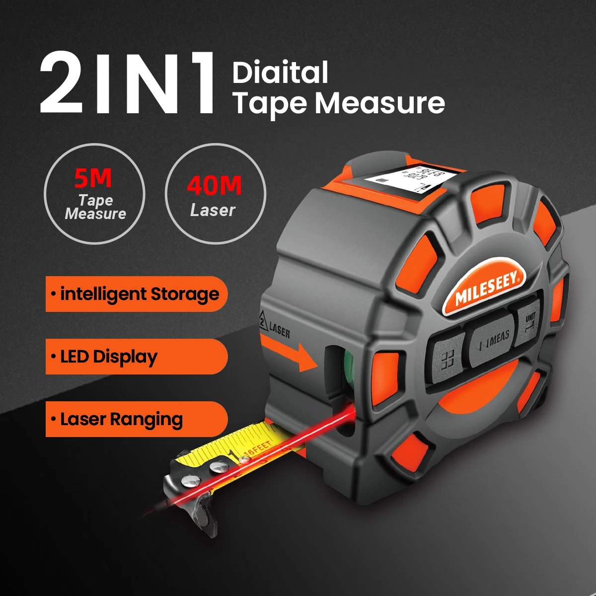 

MILESEEY High Precision Laser Tape Measure DT11, 40M Laser Range Finder+5M Tape ,Trena Laser дальномер