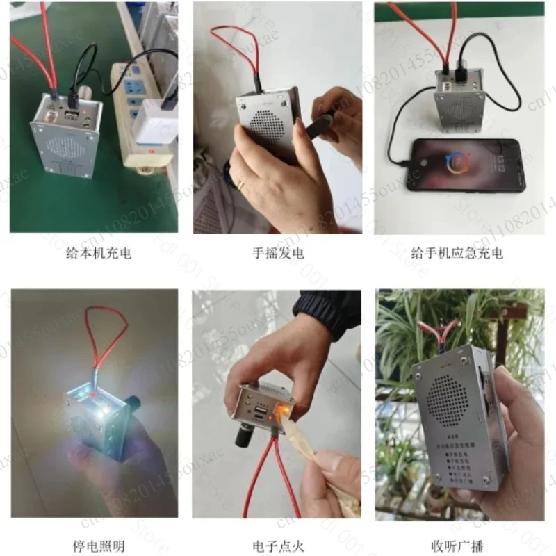 Waterproof 5V Hand Crank Generator Portable Power Bank for Outdoor Camping Emergency Lighting