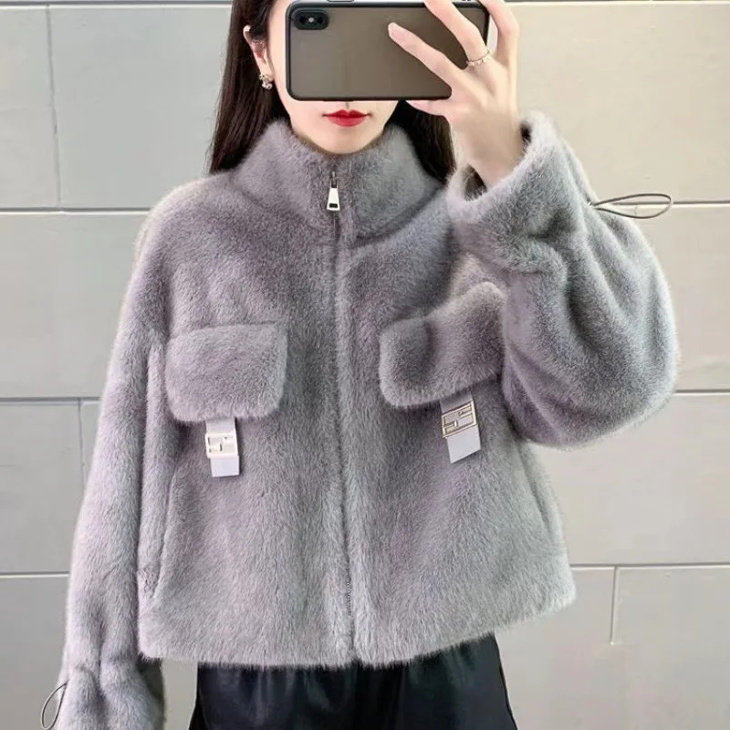 Women's New Fashion Short Faux Fur Warm Casual Comfortable Loose Versatile Soft Fluffy Windproof No Shedding Skin Friendly Coat