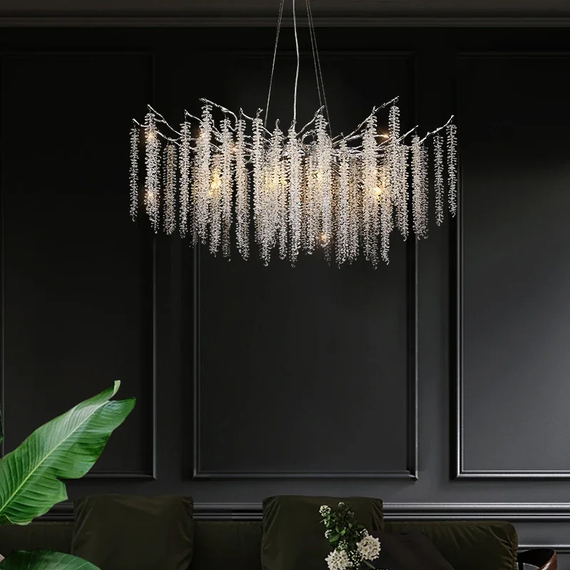 

Modern Crystal Chandelier silver Tree Branch Chandeliers Pendant Ceiling Chandeliers Light for Dining Room Living Room