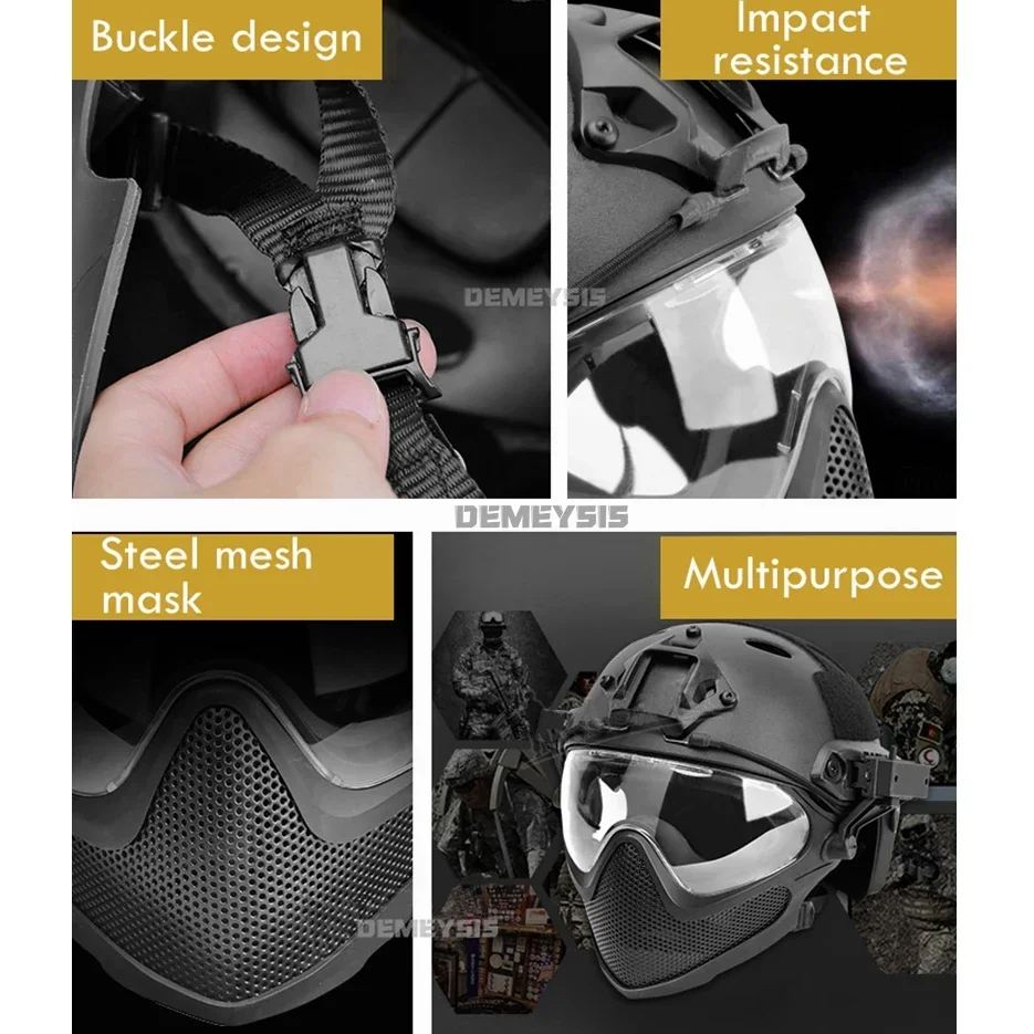 Casco táctico FAST con máscara y gafas protectoras para airsoft - imagen 3