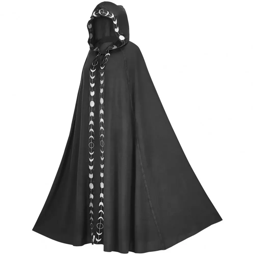 Imagem -04 - Fantasia Unissex de Cosplay de Gola Mandarim Capa com Cordões com Estampa da Lua Extra Longa Capa Medieval para Mulher Manto para Halloween