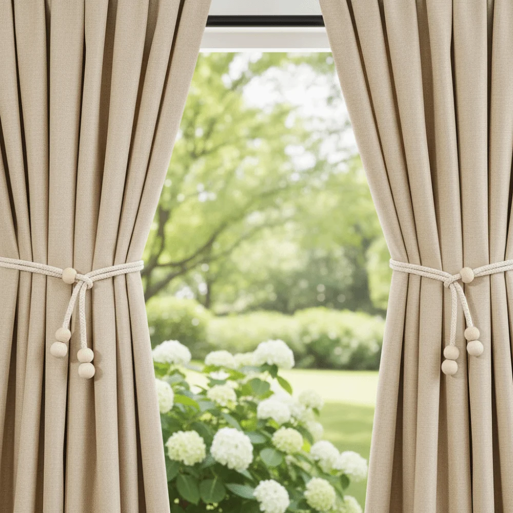 Adjustable Curtain Tie Straps Anti-Slip Soft Curtain Tiebacks with Wooden Bead Minimalist Window Curtain Holders Interior Decor