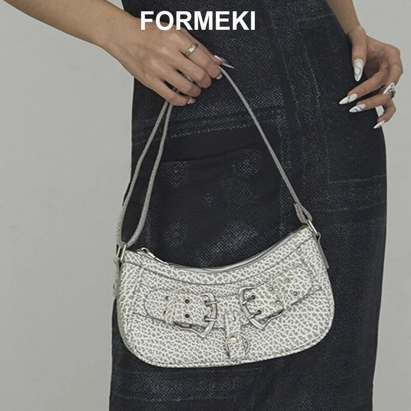 

Formeki Shoulder Bag For Women Retro Crocodile Pattern Causal Belt Saddle Bag Ladies Female