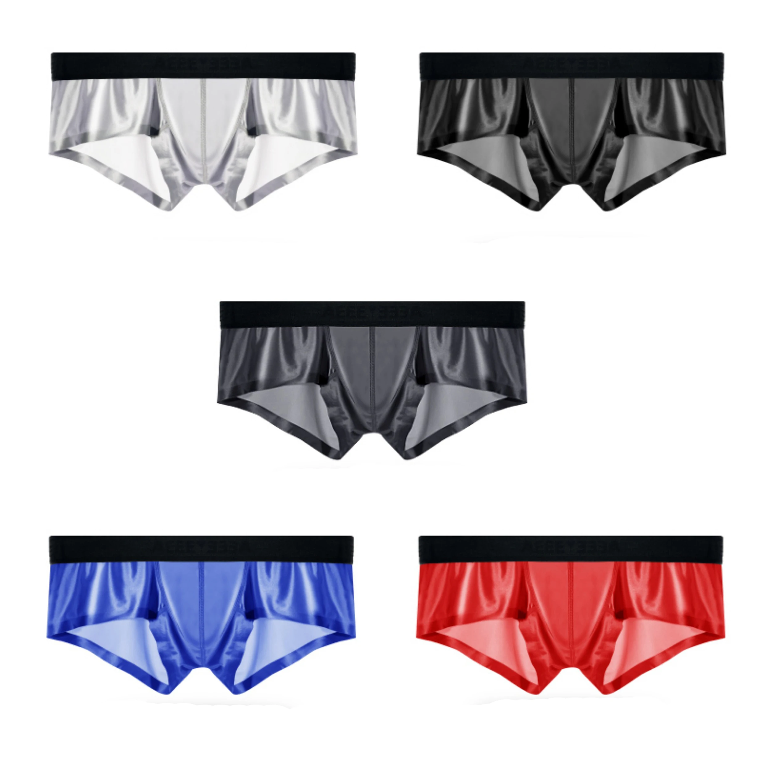 3PCS Men's underwear ice silk boxer shorts breathable four corner panties
