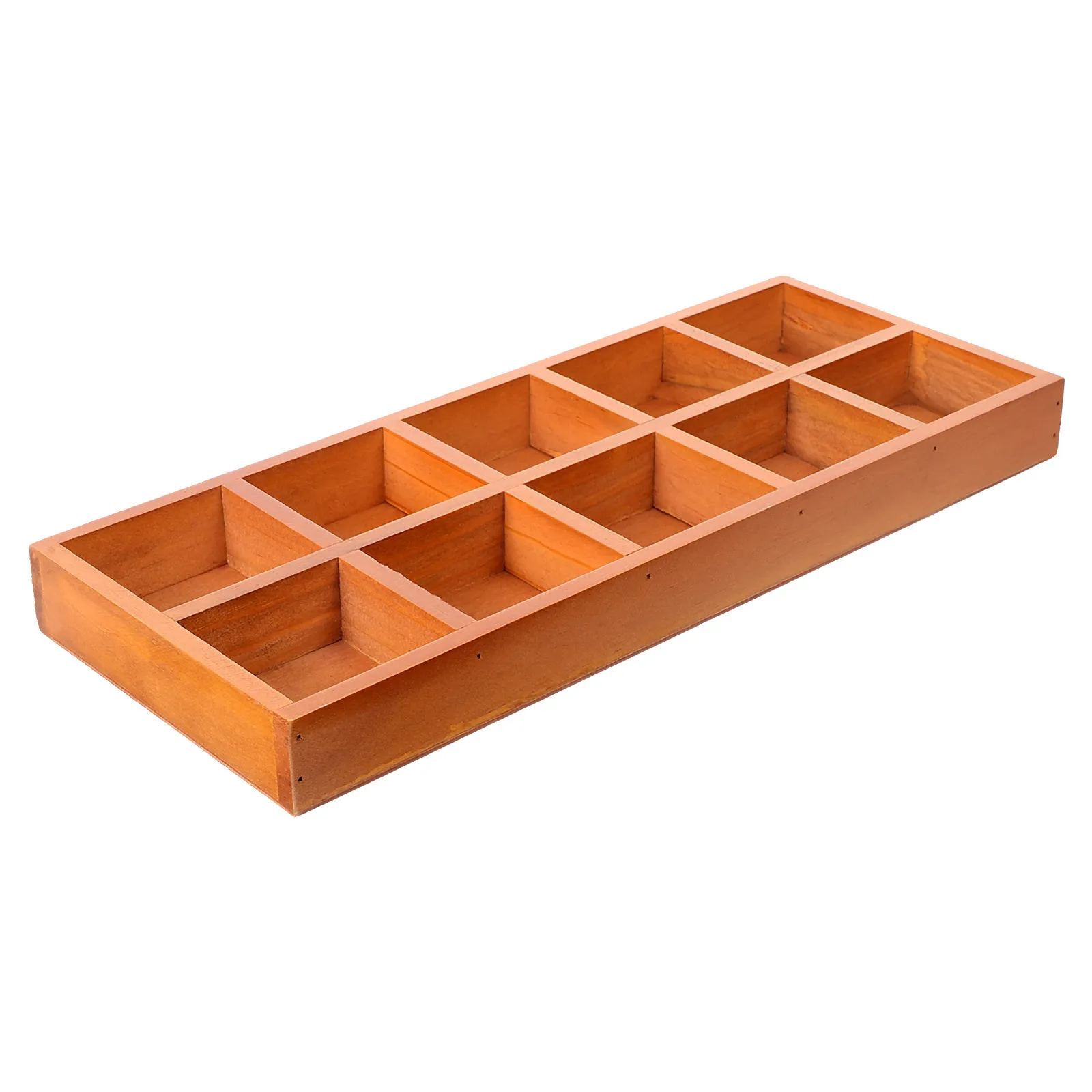 

1Pcs Wooden Desktop Storage Box 10 Compartments Vintage Style Divider Organizer for Stationery Plants Cosmetics Home Office