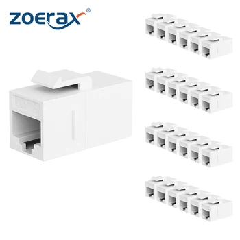 ZoeRax RJ45 CAT6 Keystone Coupler Female to Female Insert Coupler, UTP CAT6 Keystone Inline Coupler White