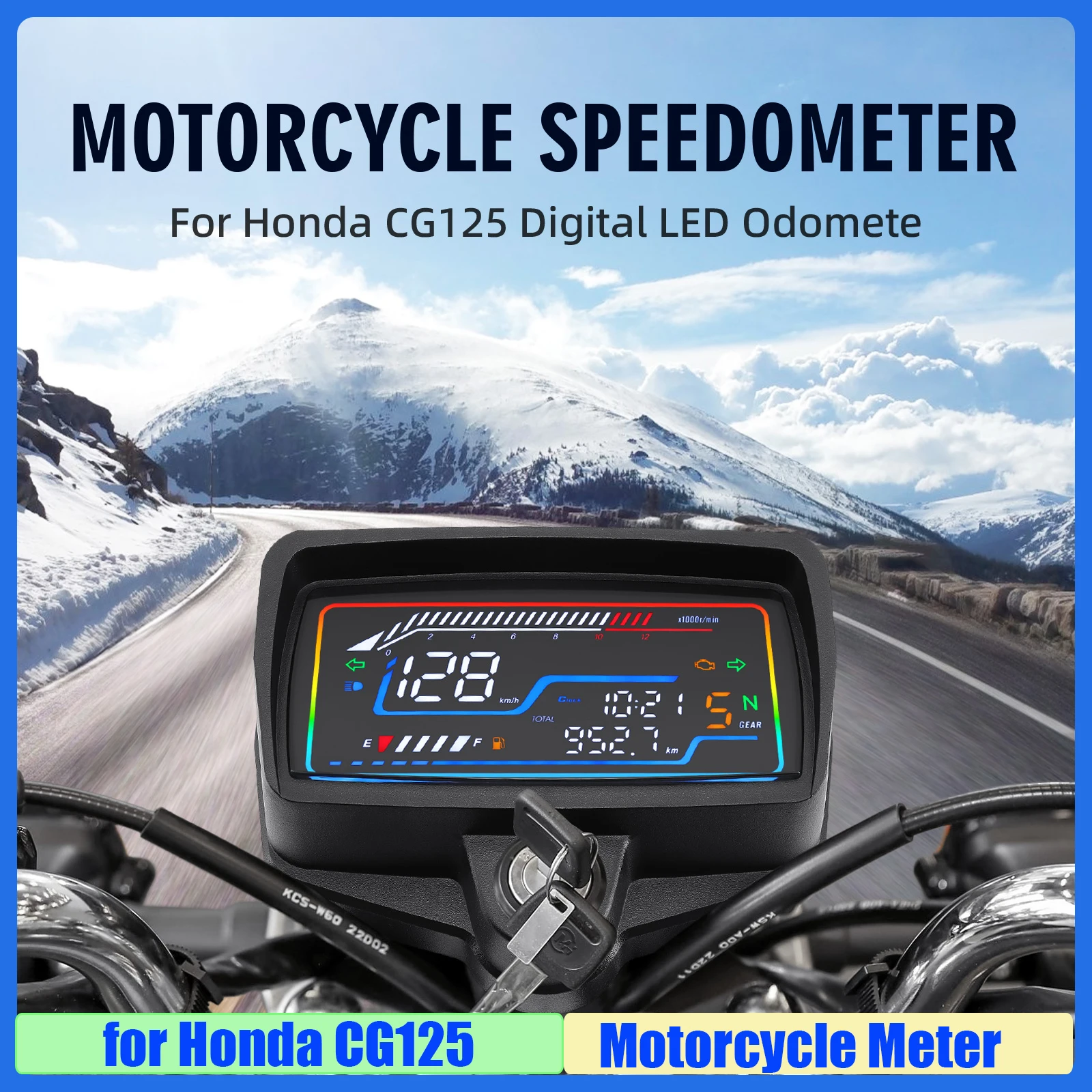 

For Honda CG125 CG150 Digital Motorcycle Instrument 0-12000R/min Speedometer Tachometer Odometer TRIP Fuel Meter Clock Assembly