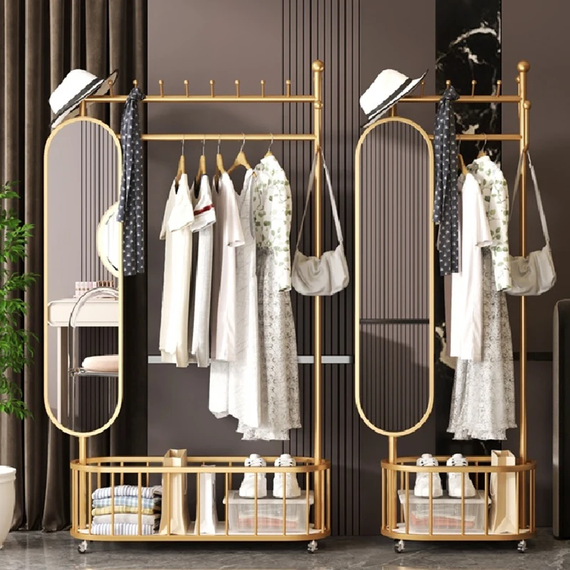 Mirror Organizer Coat Racks Hanging Dress Rail Garment Bedroom Corner Shelf Coat Racks Hotel Porte Manteau Trendy Furniture